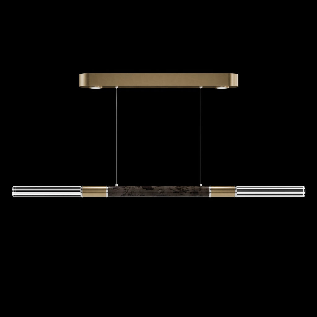 Dual-Illuminated 62-Inch Linear Pendant / Ombre Bronze / Brass / Smoke