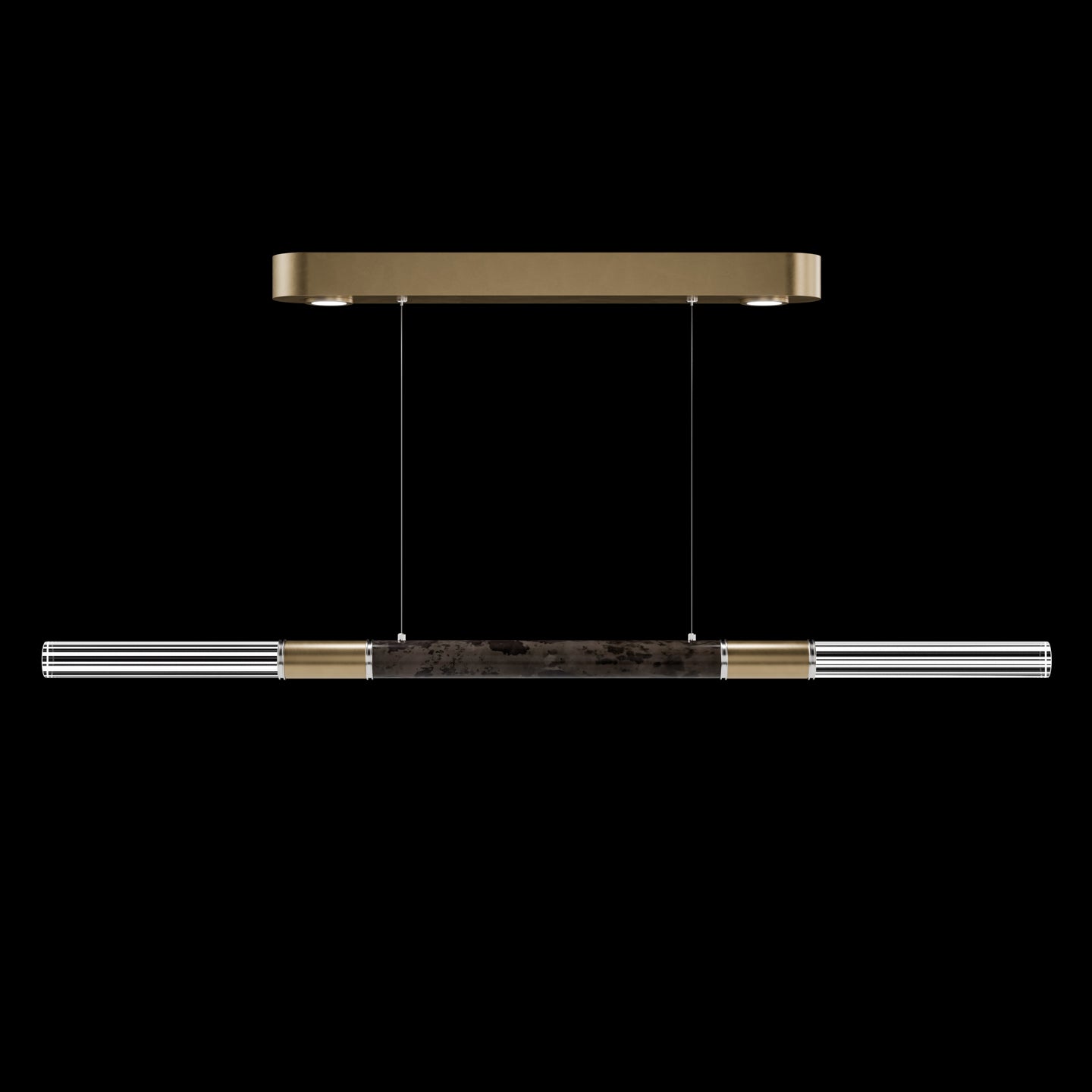 Dual-Illuminated 62-Inch Linear Pendant / Ombre Bronze / Brass / Smoke