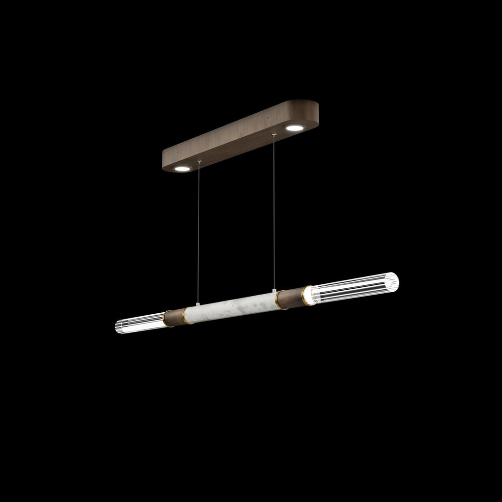 Dual-Illuminated 62-Inch Linear Pendant / Gold Leaf / Nickel / Smoke