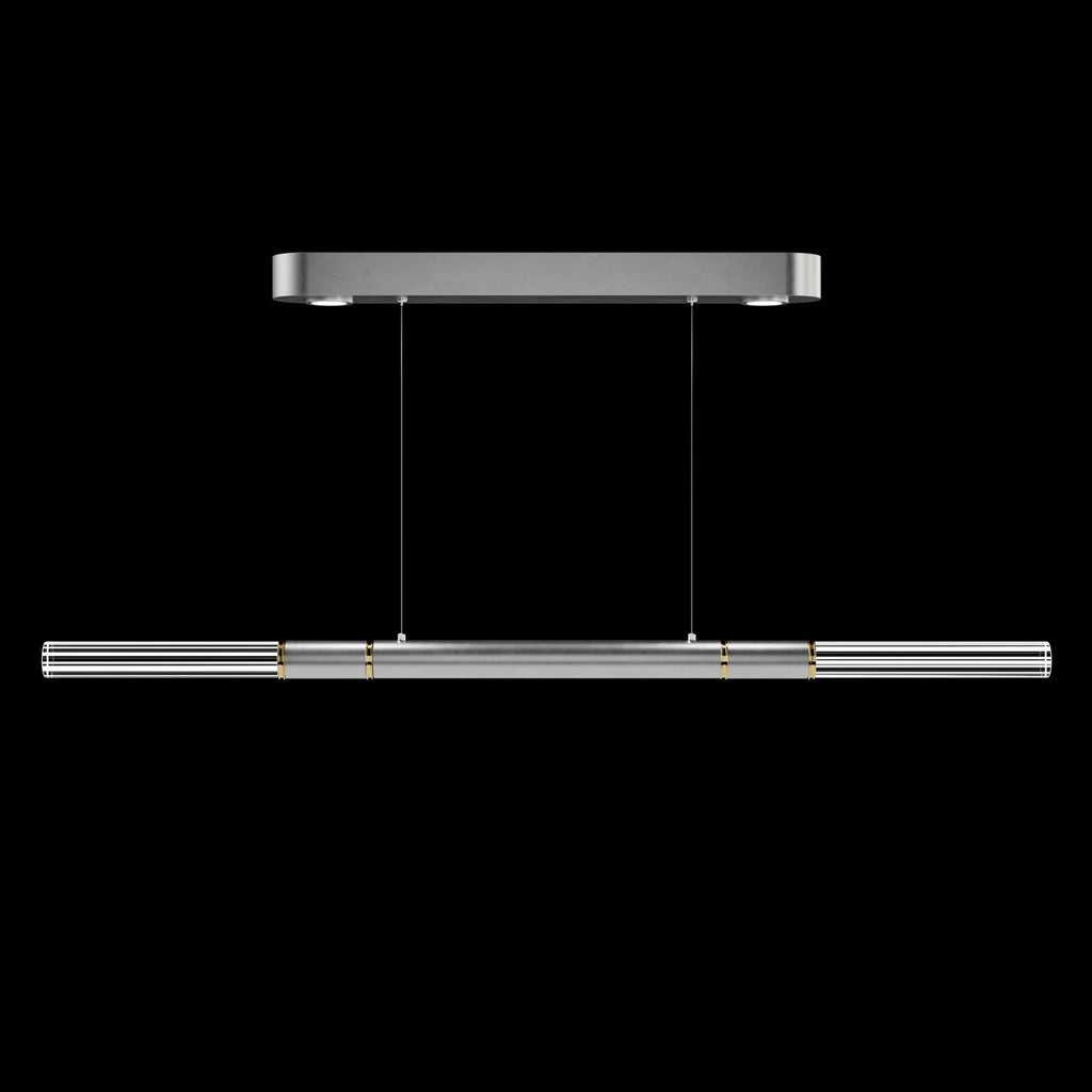 Dual-Illuminated 62-Inch Linear Pendant / Ombre Silver / Brass / No Skin