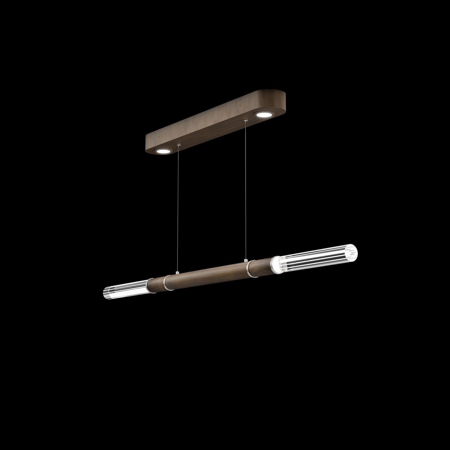 Dual-Illuminated 62-Inch Linear Pendant / Silver Leaf / Brass / Charcoal