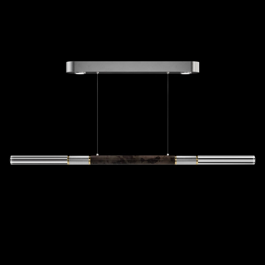 Dual-Illuminated 62-Inch Linear Pendant / Ombre Silver / Brass / Smoke