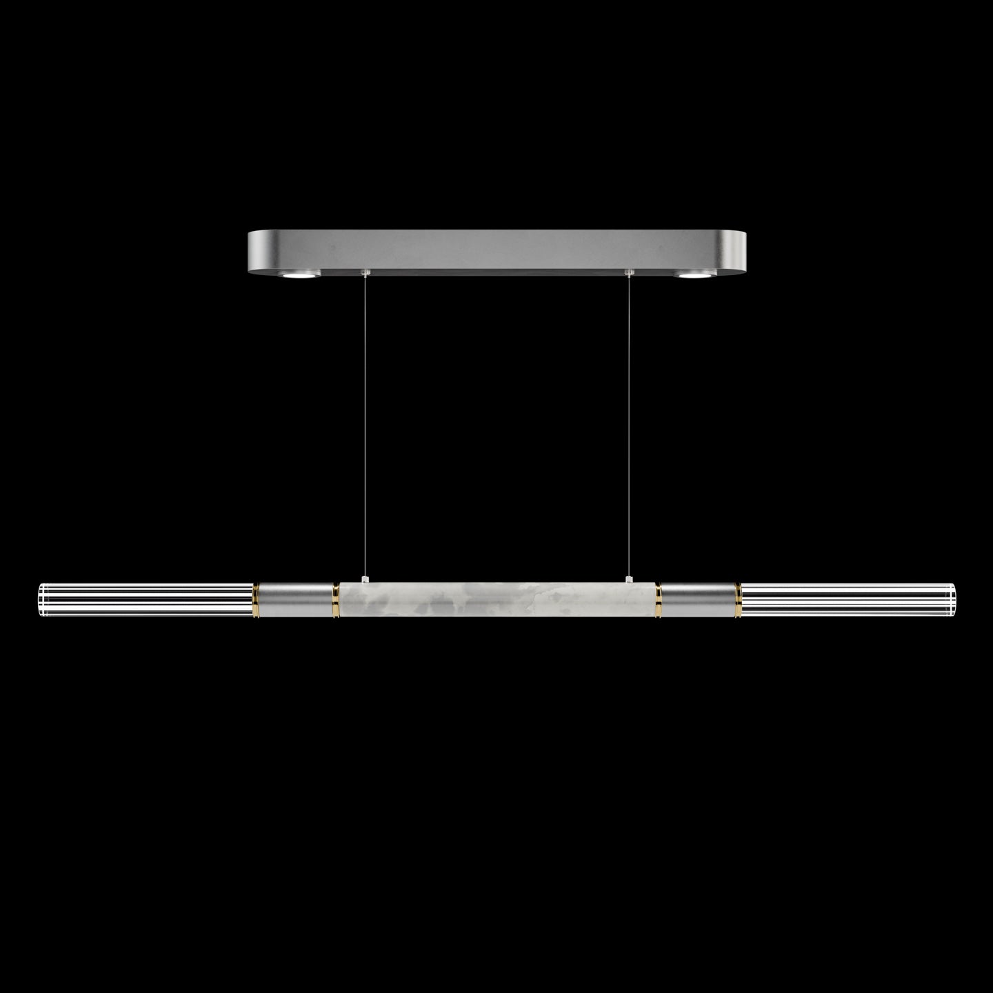 Dual-Illuminated 62-Inch Linear Pendant / Ombre Silver / Nickel / Charcoal