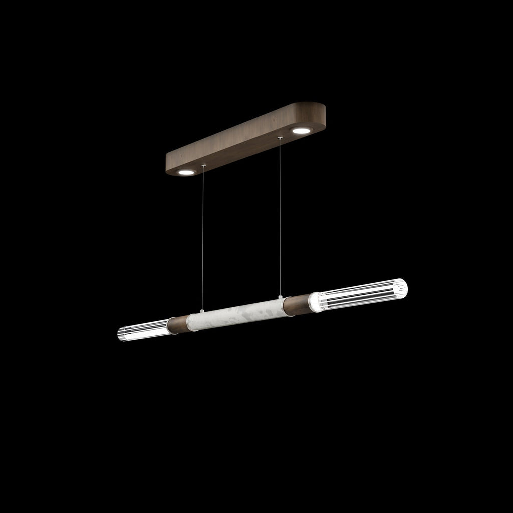Dual-Illuminated 62-Inch Linear Pendant / Silver Leaf / Nickel / Smoke