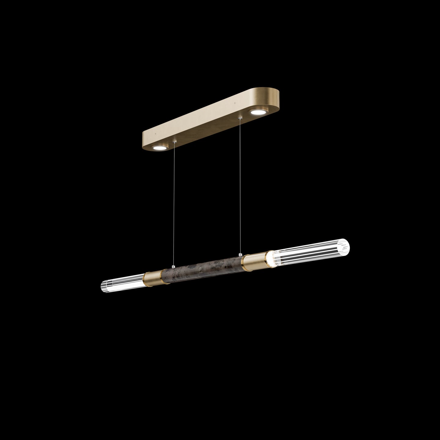 Dual-Illuminated 62-Inch Linear Pendant / Soft Gold Leaf / Nickel / No Skin