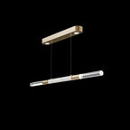Dual-Illuminated 62-Inch Linear Pendant / Soft Gold Leaf / Nickel / Smoke