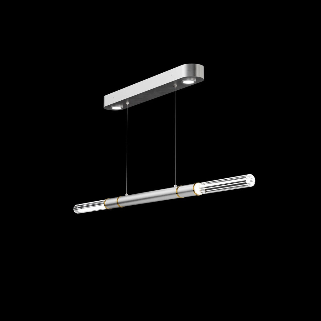 Dual-Illuminated 62-Inch Linear Pendant / Ombre Silver / Brass / Charcoal