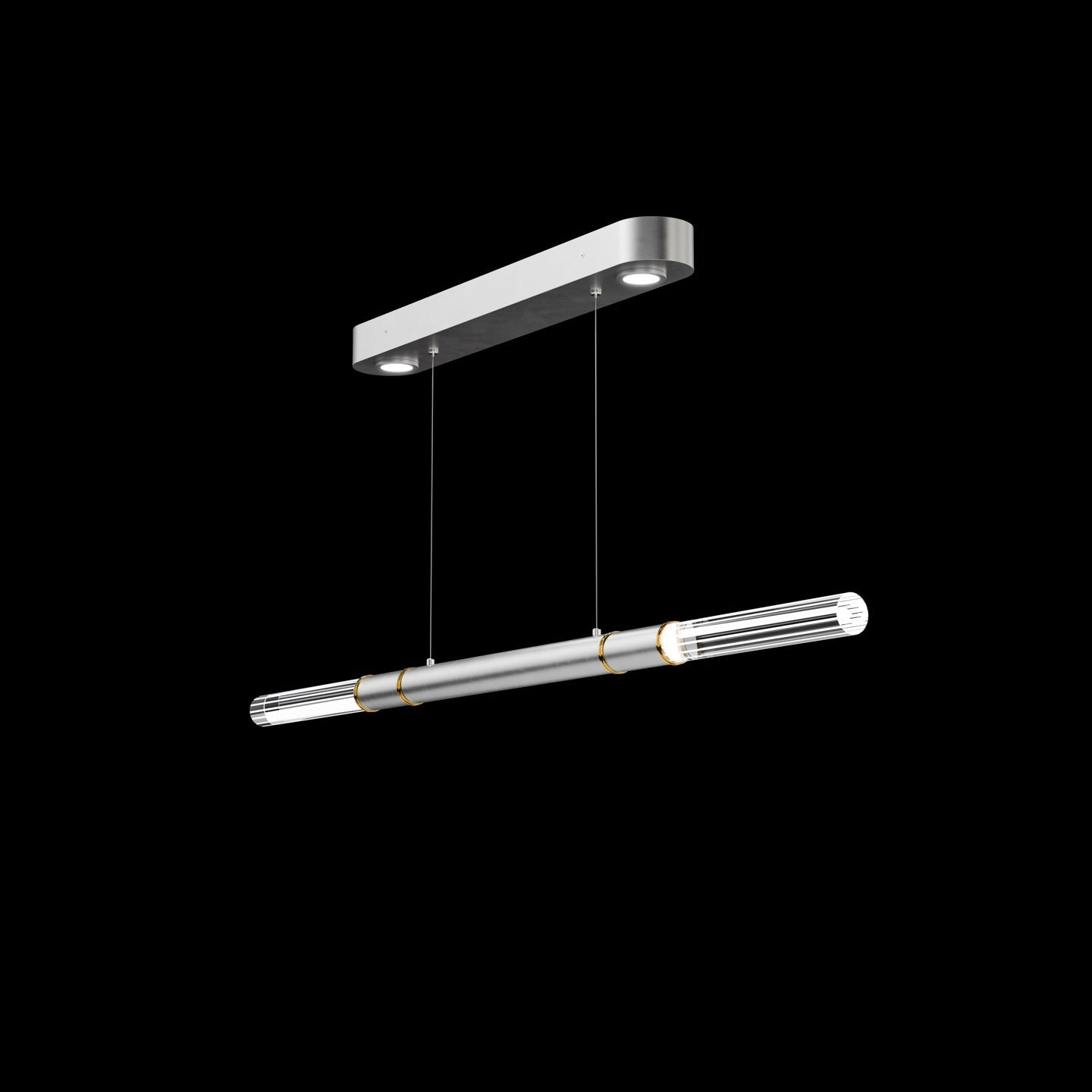 Dual-Illuminated 62-Inch Linear Pendant / Ombre Silver / Brass / Charcoal