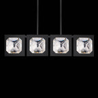 Faceted Crystal 4-Light Linear LED Pendant / Black