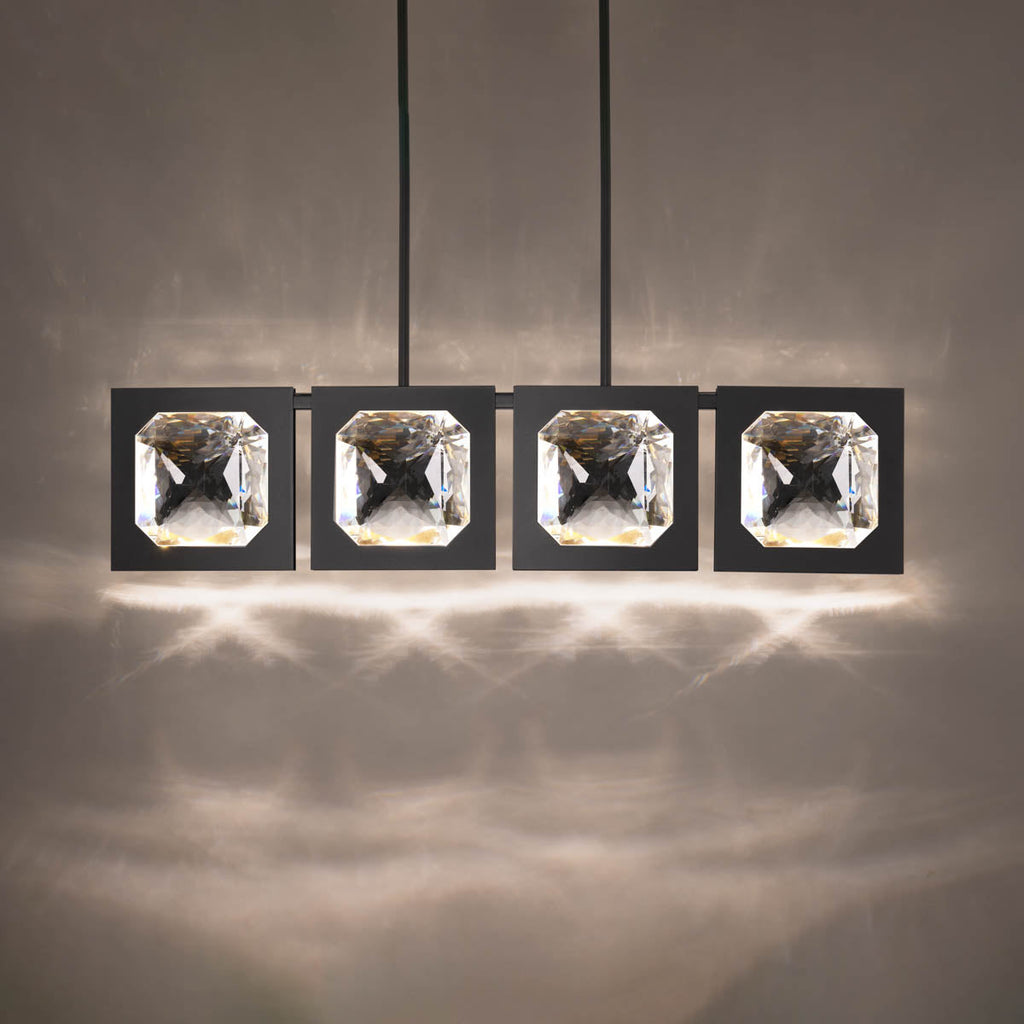 Faceted Crystal 4-Light Linear LED Pendant