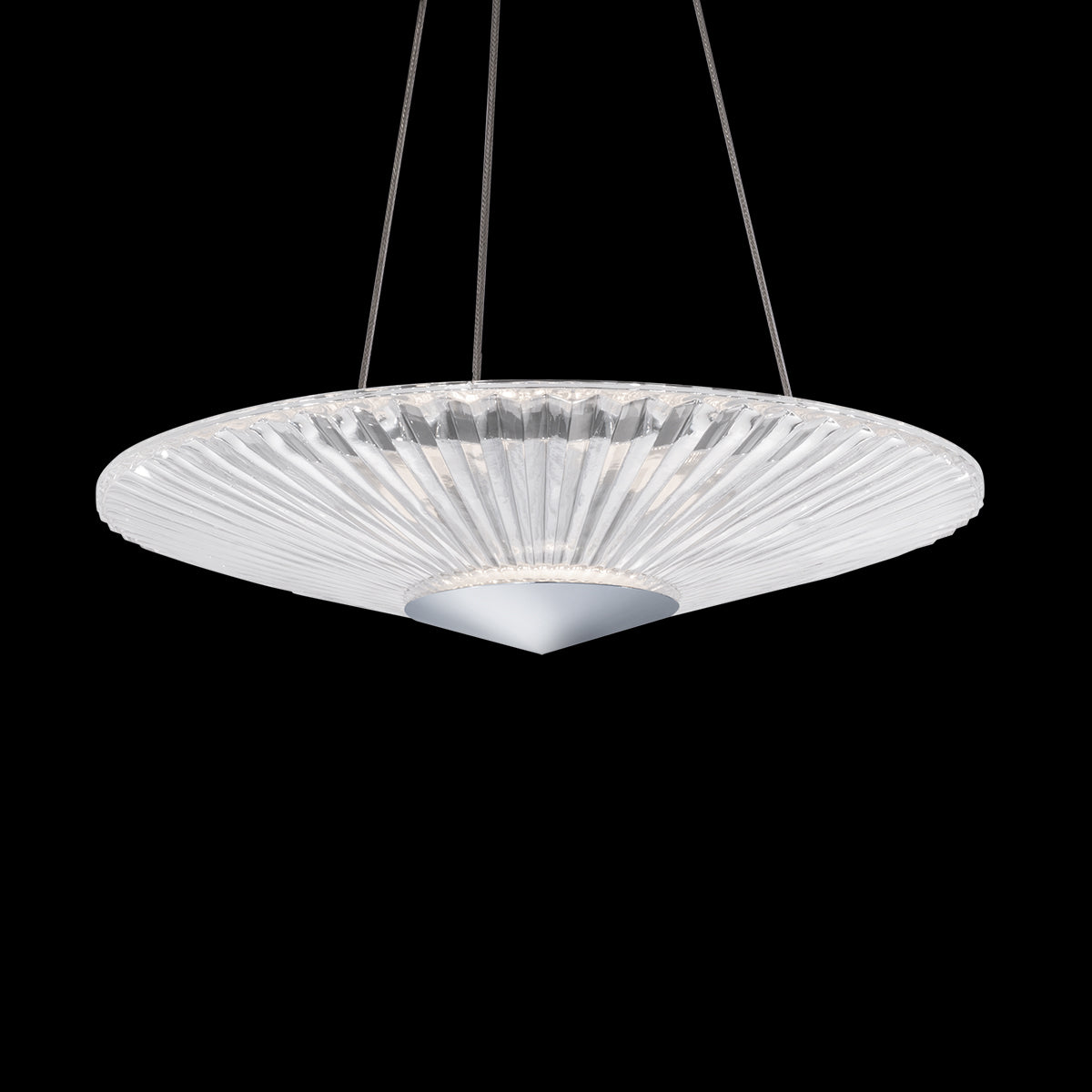 Faceted Crystal Origami Close-to-Ceiling Pendant / Polished Chrome