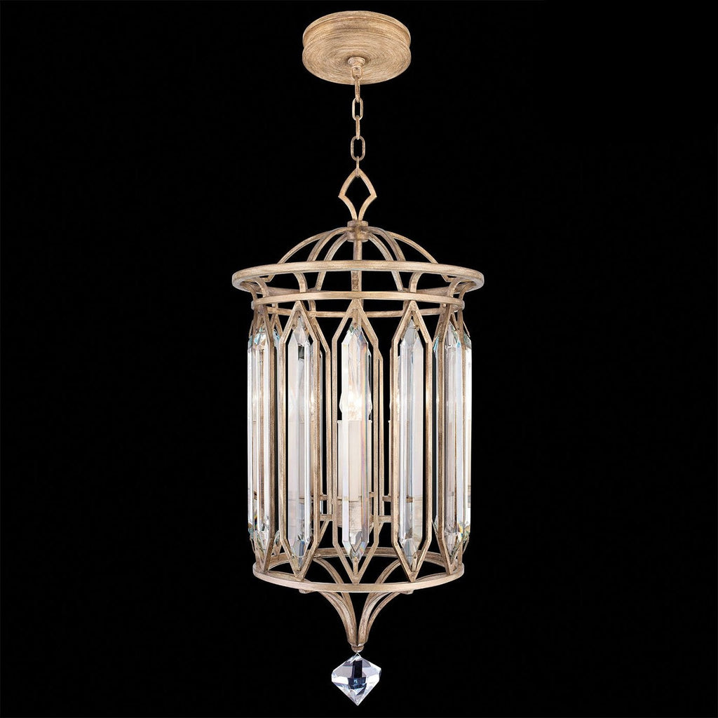 Floating Bevelled Crystal 14.5-Inch Pendant / Gold