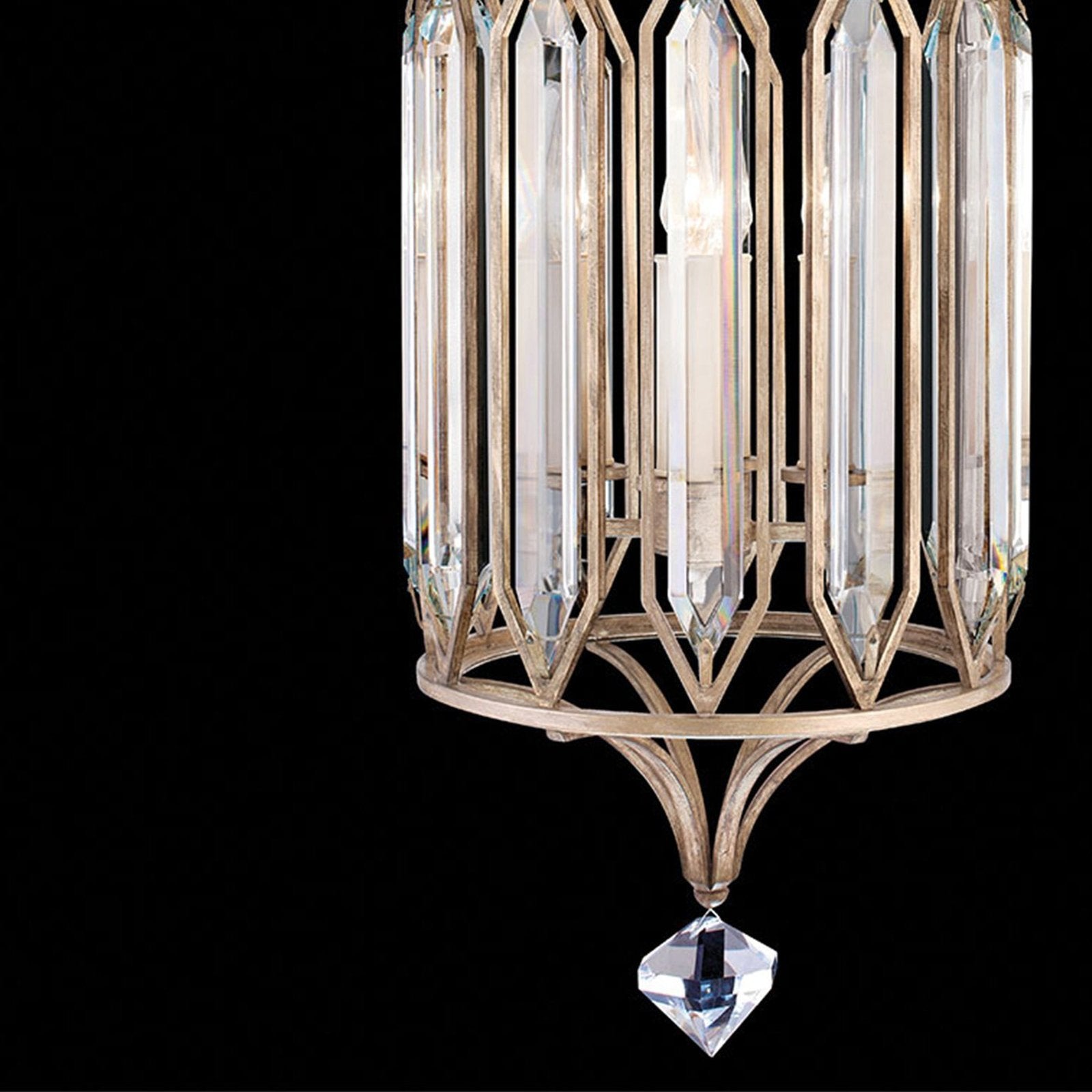 Floating Bevelled Crystal 14.5-Inch Pendant / Silver