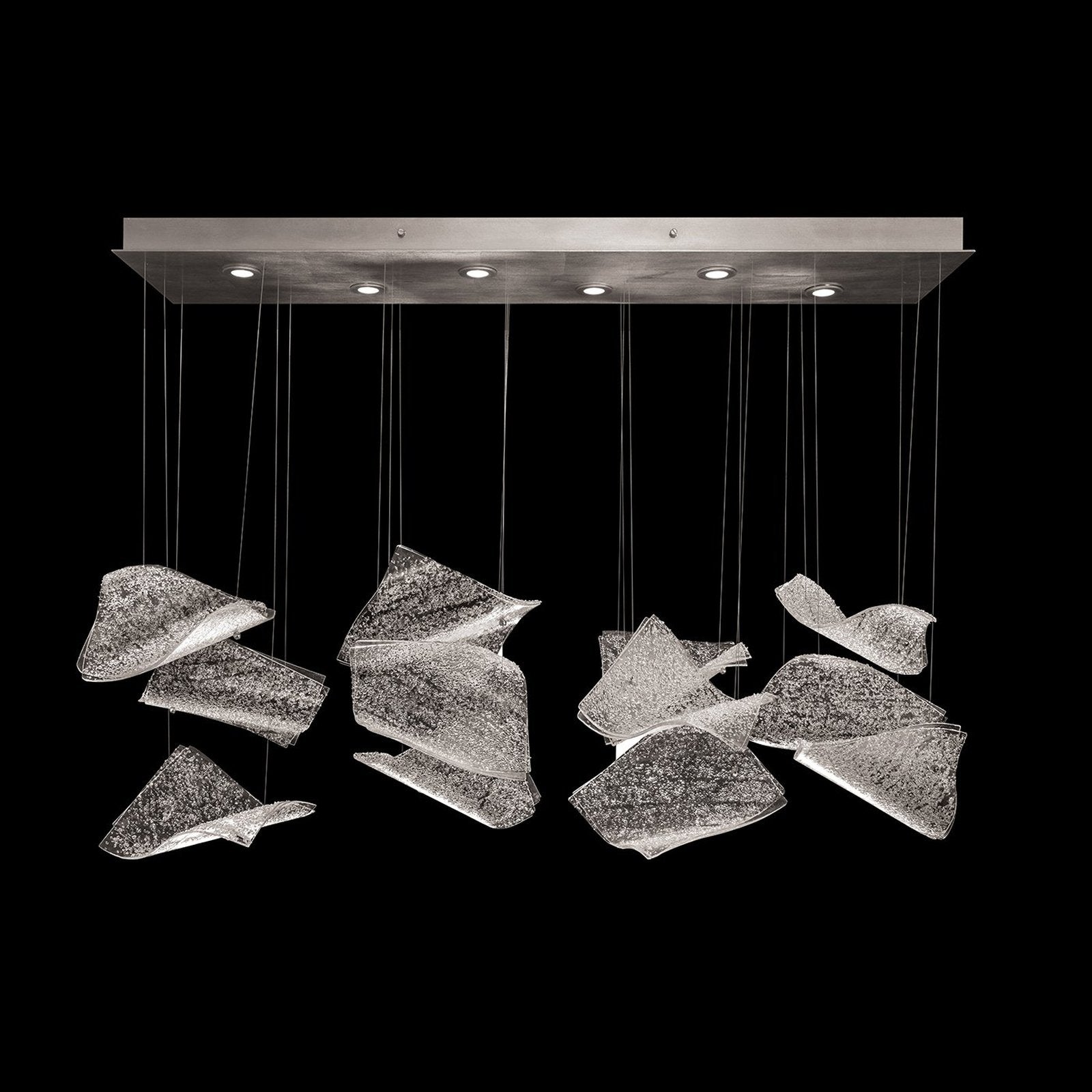 Floating Glass Pages 50-Inch Linear Pendant / Silver/Frozen