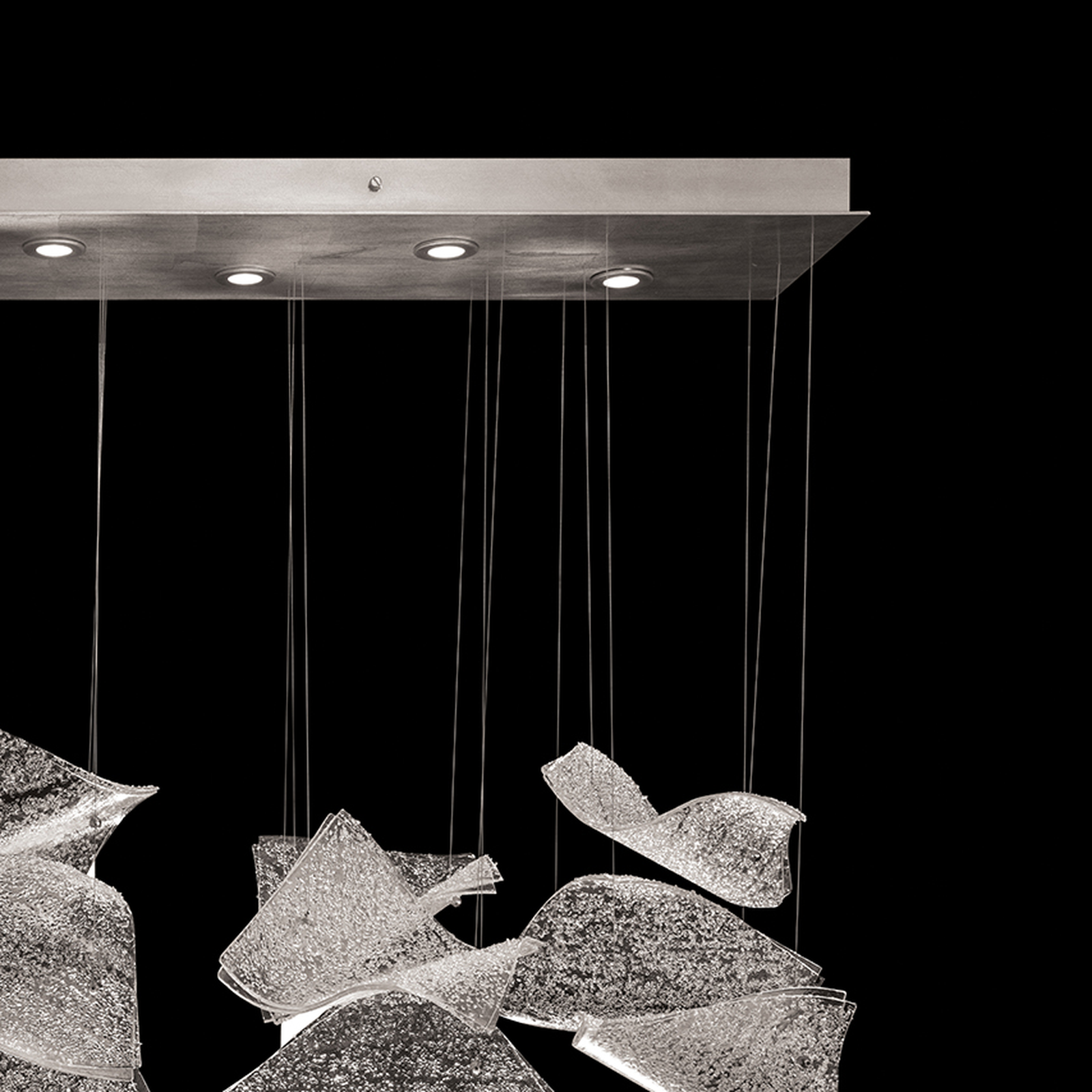 Floating Glass Pages 50-Inch Linear Pendant / Silver/Blank