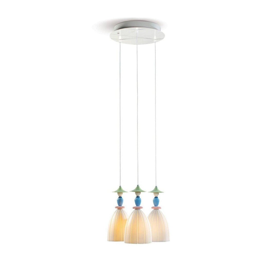 Floral Porcelain 3-Light Pendant Chandelier / Default Title