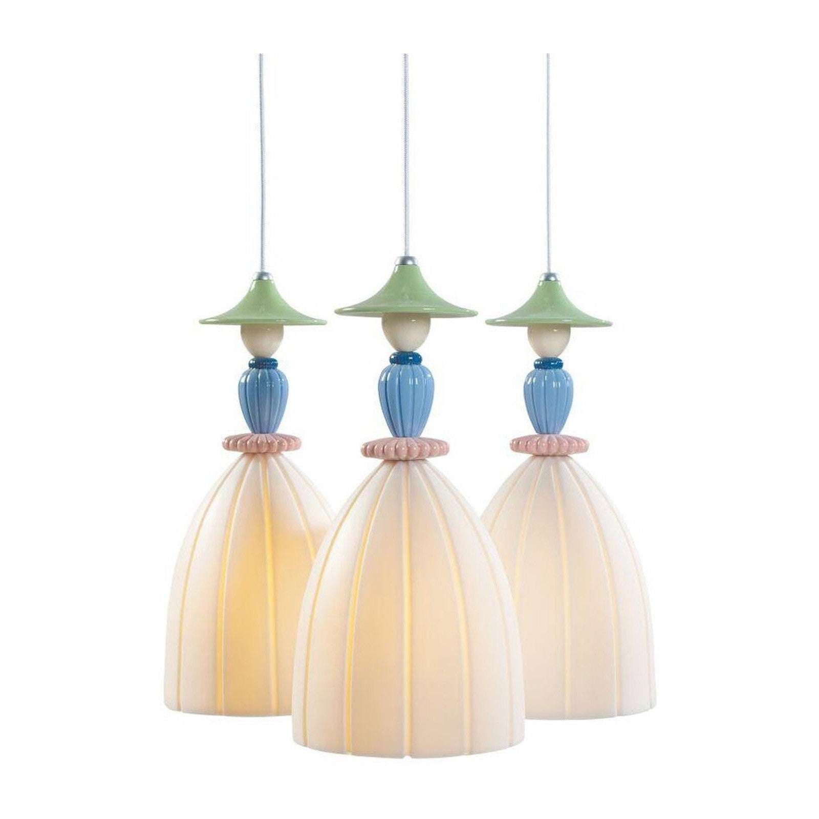 Floral Porcelain 3-Light Pendant Chandelier