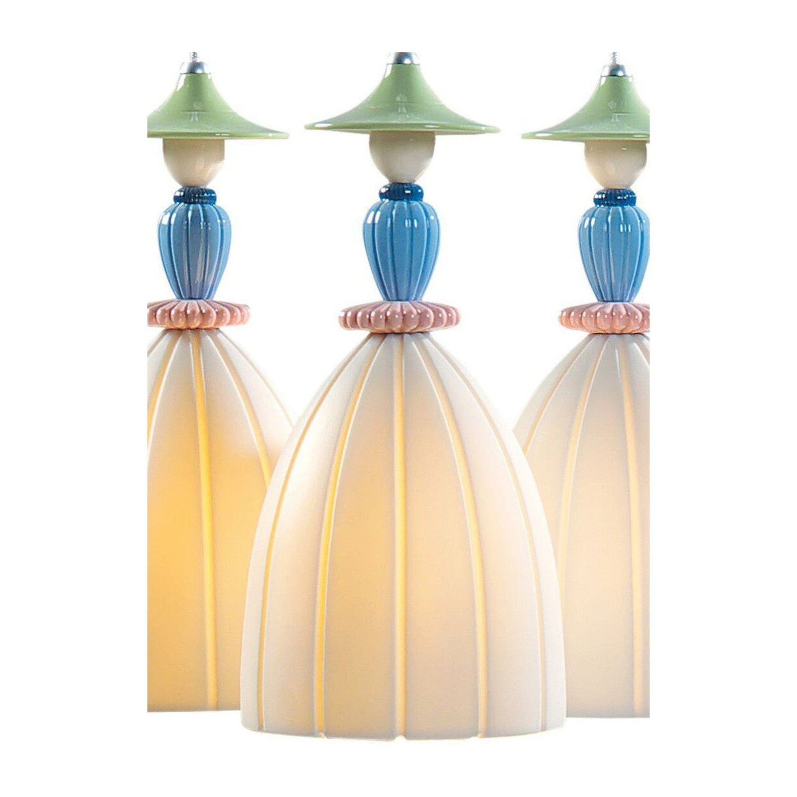 Floral Porcelain 3-Light Pendant Chandelier