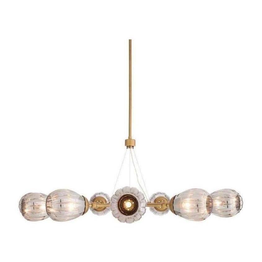 Fluted Smoke Glass Round Chandelier