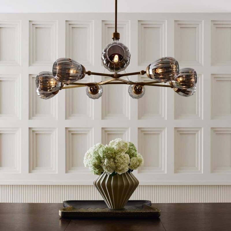 Fluted Smoke Glass Round Chandelier