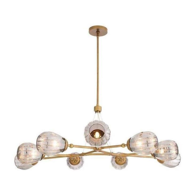 Fluted Smoke Glass Round Chandelier