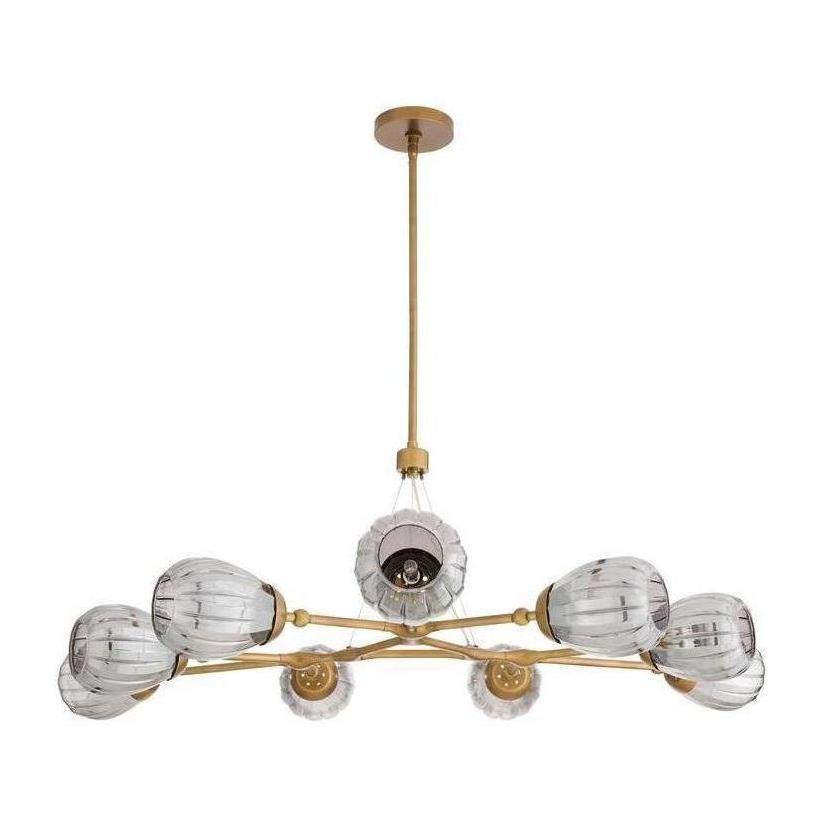 Fluted Smoke Glass Round Chandelier