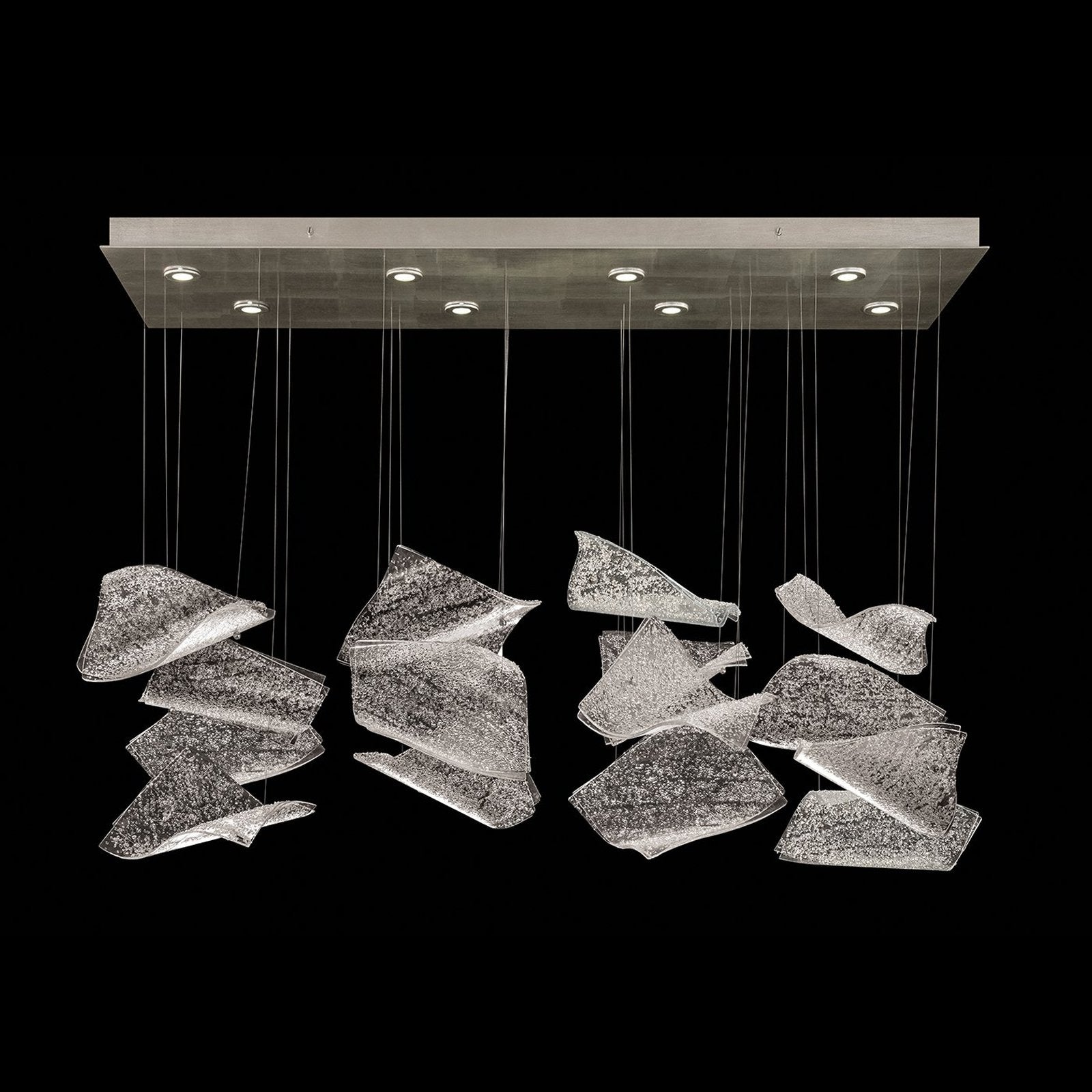 Frozen Glass Pages 54-Inch Linear Pendant / Silver/Frozen