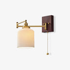 Geometric Ceramic Pull-Chain Wall Light / Model A ∅ 5.1″ x H 7.1″ / Dia 13cm x H 18cm / Walnut & Gold / 1 Piece