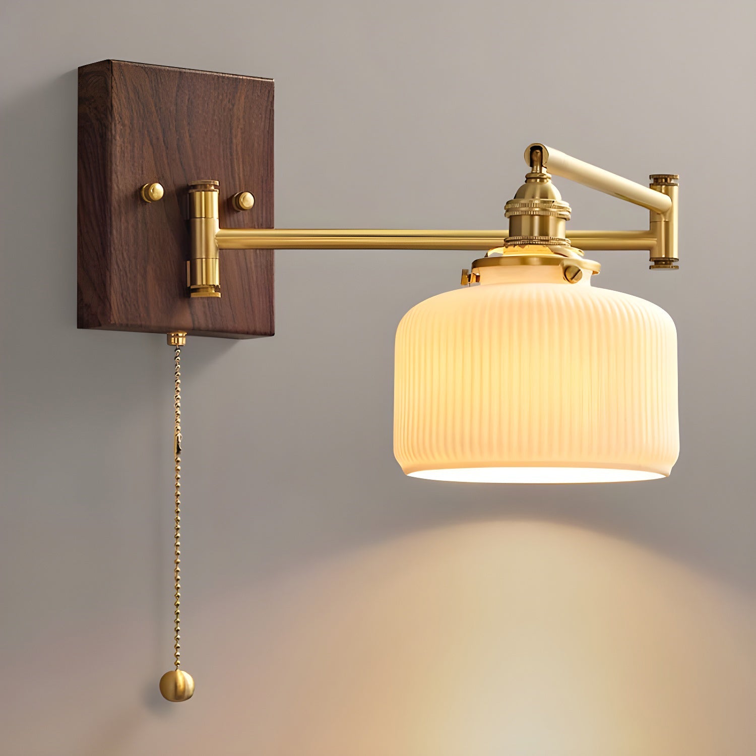 Geometric Ceramic Pull-Chain Wall Light