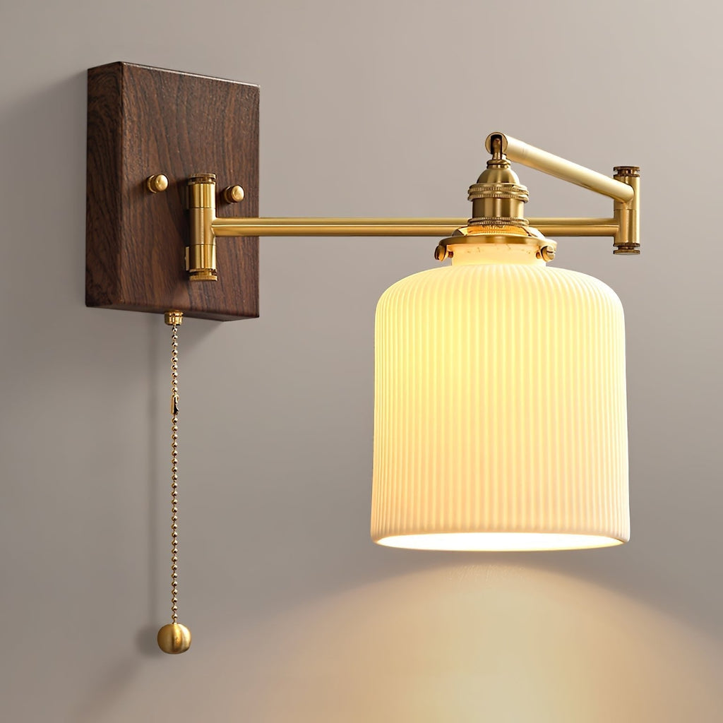 Geometric Ceramic Pull-Chain Wall Light
