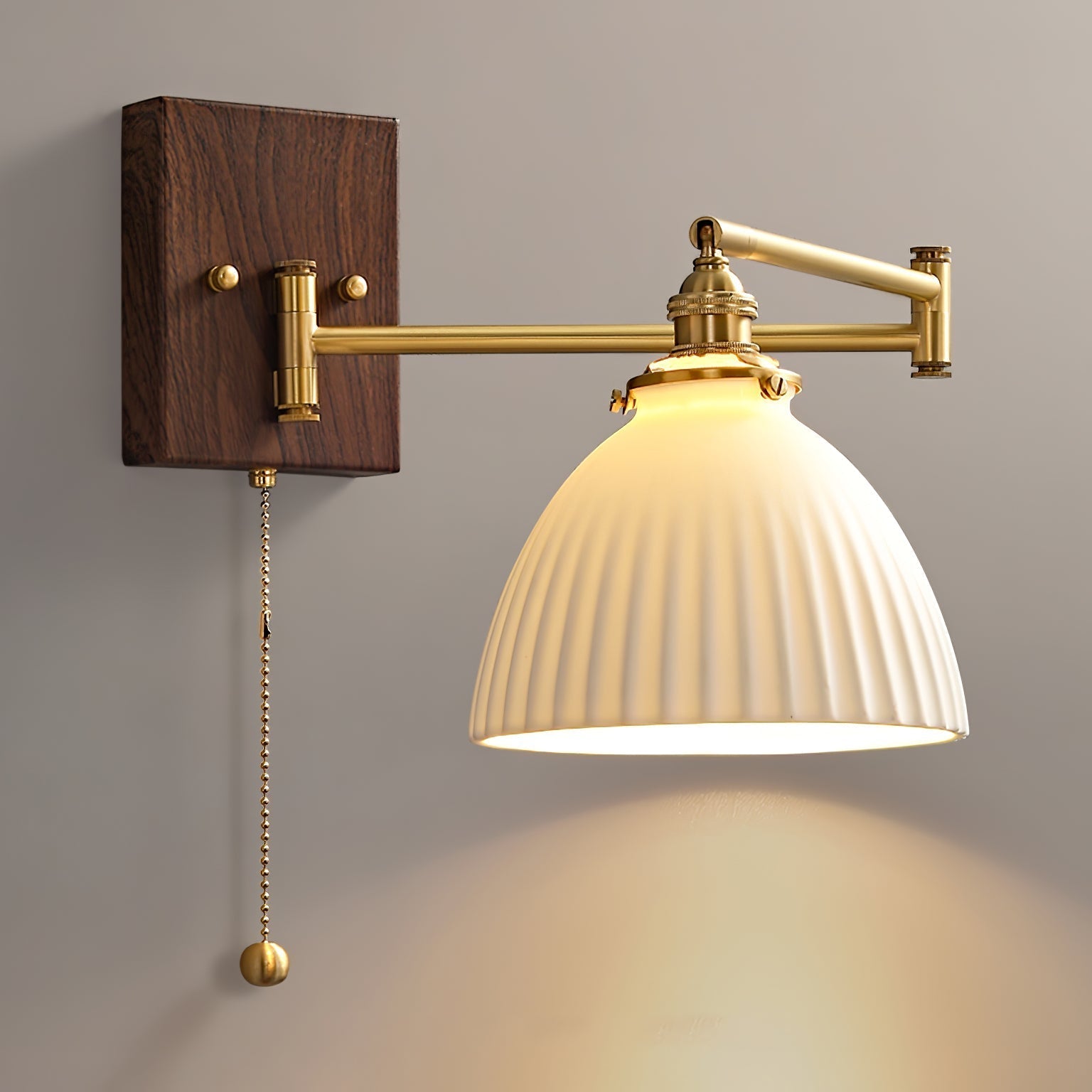 Geometric Ceramic Pull-Chain Wall Light