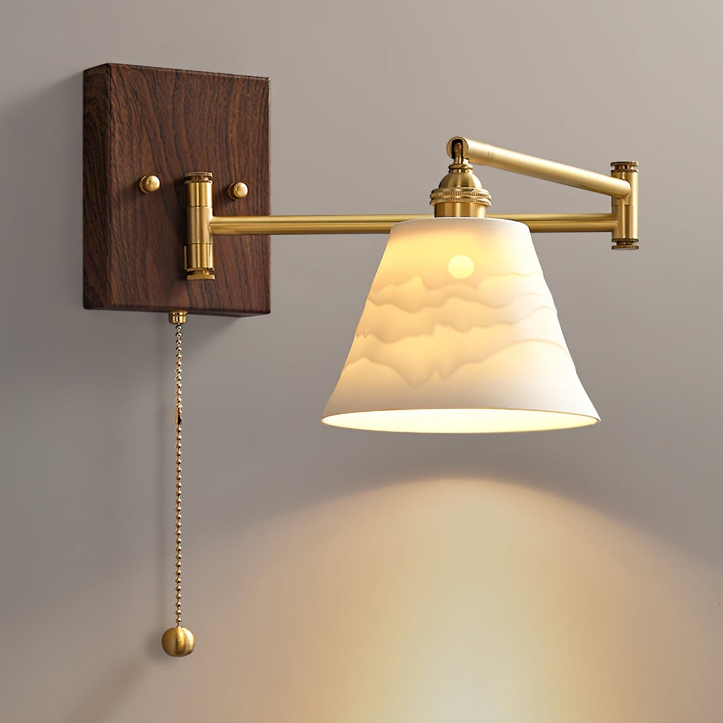 Geometric Ceramic Pull-Chain Wall Light
