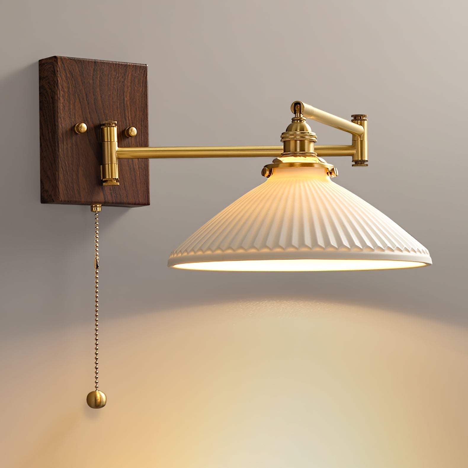 Geometric Ceramic Pull-Chain Wall Light