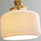 Geometric Ceramic Pull-Chain Wall Light / Model E ∅ 9.1″ x H 6.7″ / Dia 23cm x H 17cm / Walnut & Gold / 2 Pieces