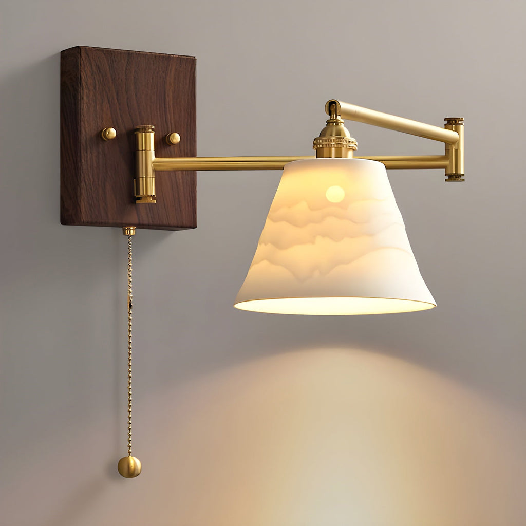 Geometric Ceramic Pull-Chain Wall Light
