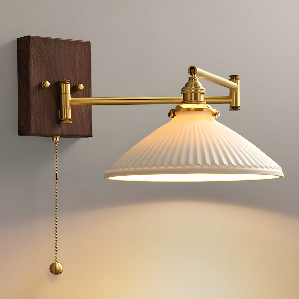 Geometric Ceramic Pull-Chain Wall Light