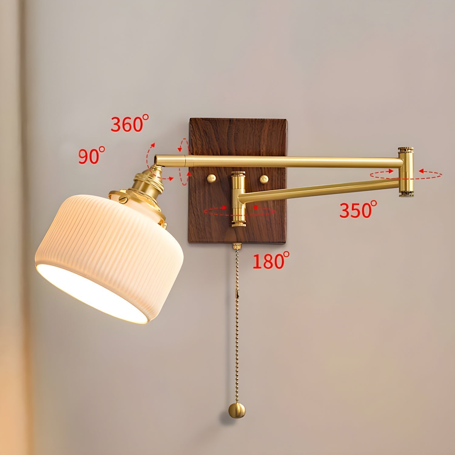 Geometric Ceramic Pull-Chain Wall Light