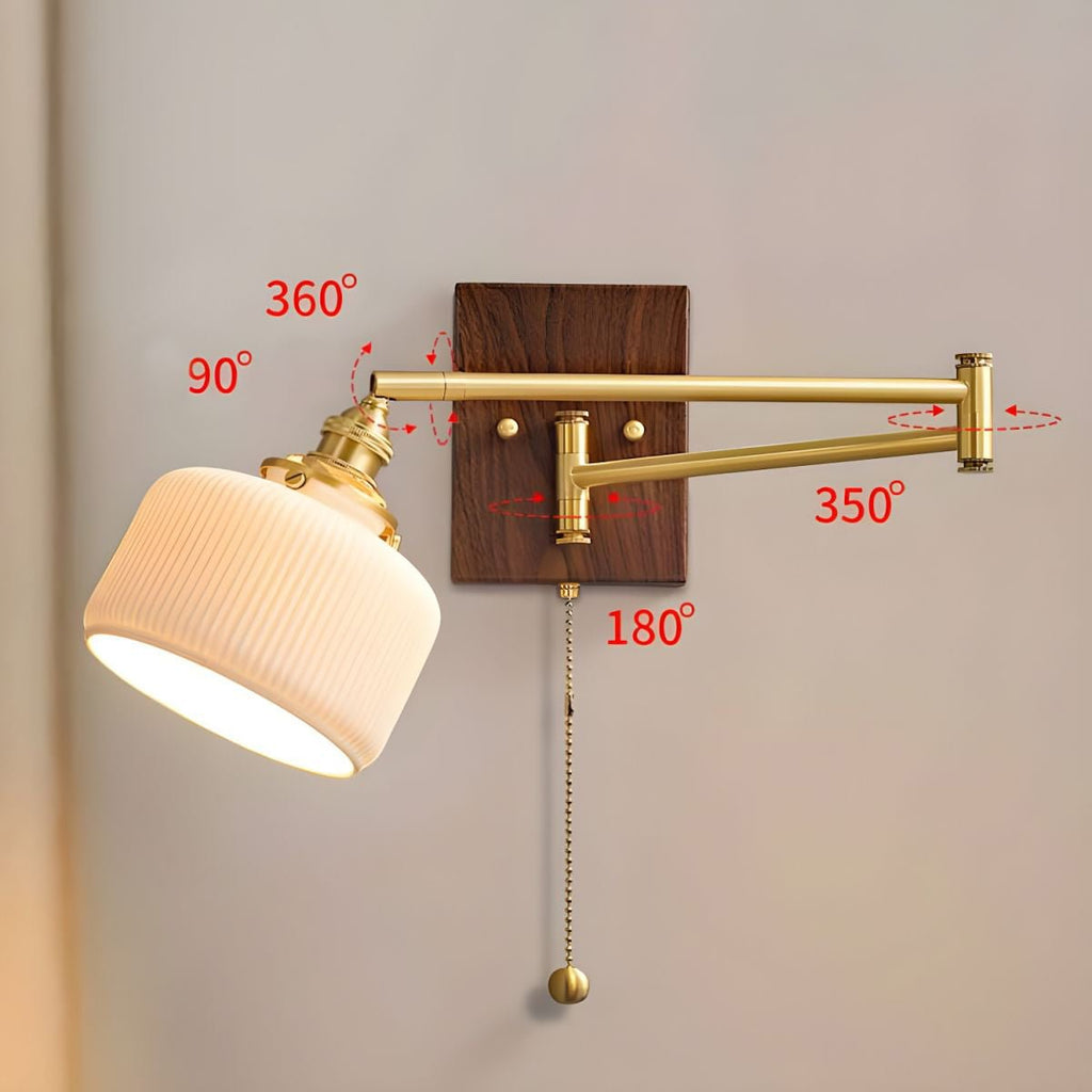 Geometric Ceramic Pull-Chain Wall Light