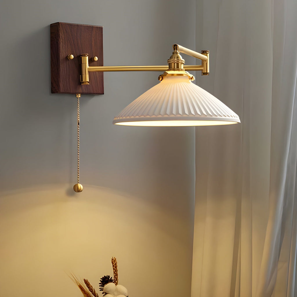 Geometric Ceramic Pull-Chain Wall Light