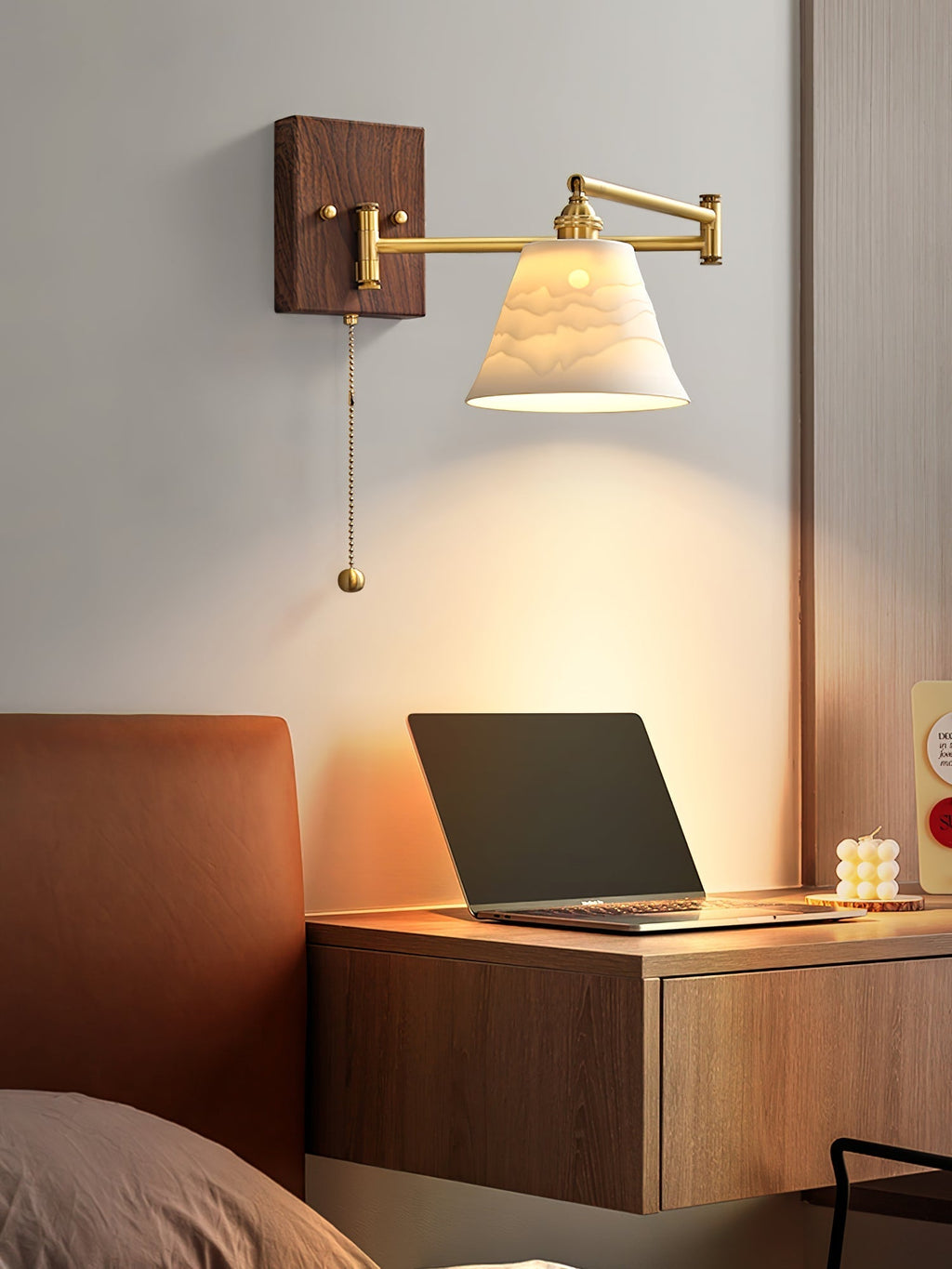 Geometric Ceramic Pull-Chain Wall Light