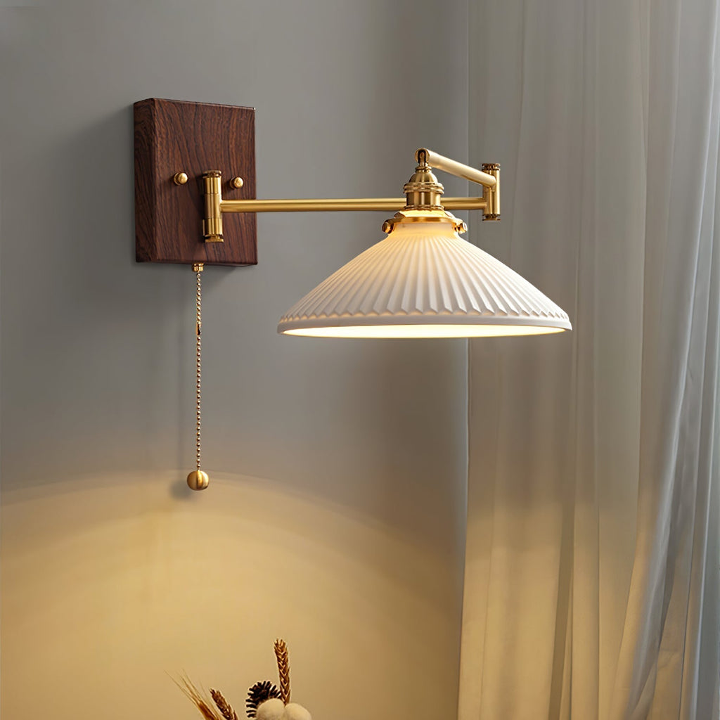 Geometric Ceramic Pull-Chain Wall Light