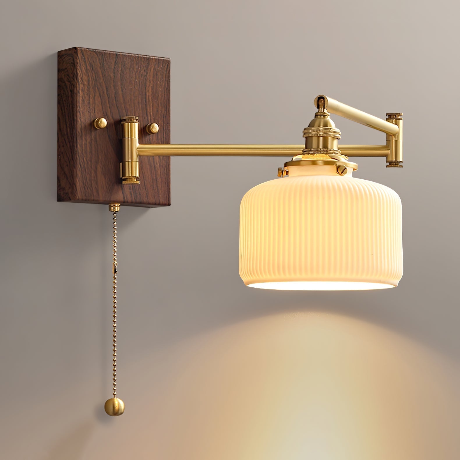 Geometric Ceramic Pull-Chain Wall Light