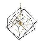 Geometric Cube 15-Light Sputnik Chandelier / Aged Brass/Black