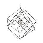 Geometric Cube 15-Light Sputnik Chandelier / Polished Nickel/Black