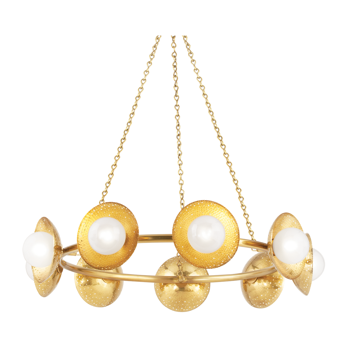 Glimmering Globe 9-Light Aged Brass Chandelier