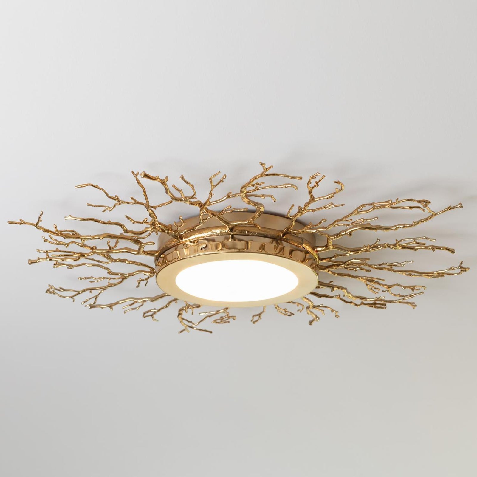 Hand-Polished Brass Twig Flush Ceiling Light / Brass