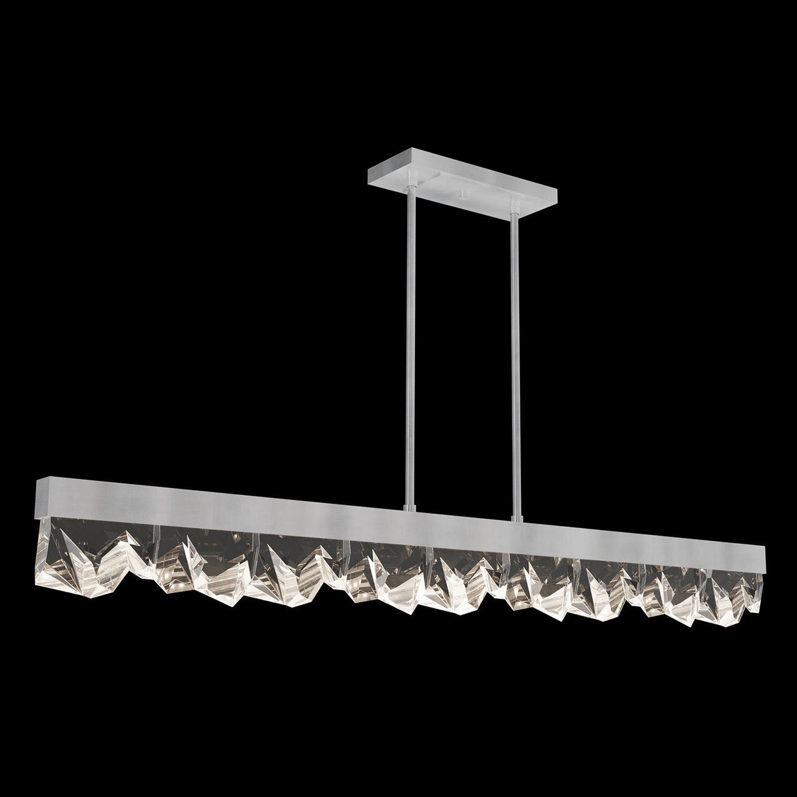 Illuminated Crystal Strata 54.5-Inch Linear Pendant / Silver