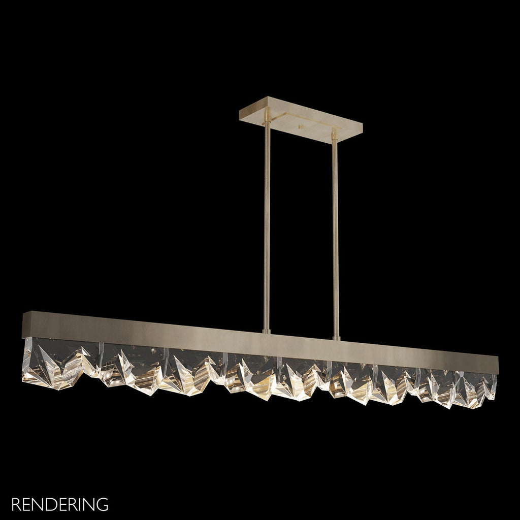 Illuminated Crystal Strata 54.5-Inch Linear Pendant / Bronze