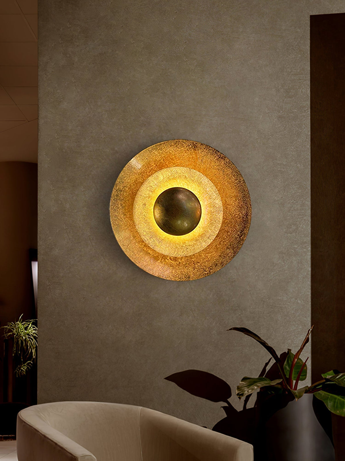 Layered Gold Disc LED Wall Light