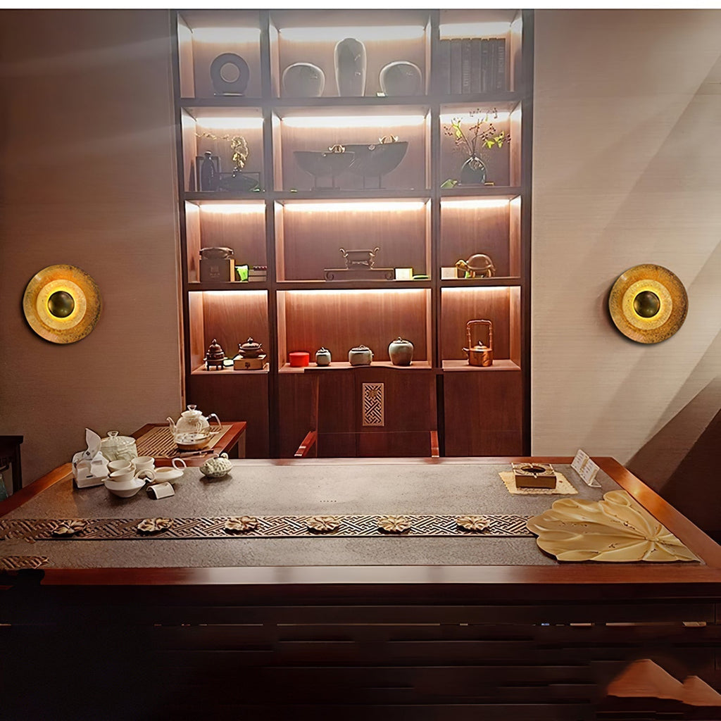 Layered Gold Disc LED Wall Light